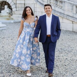 V. CHAPMAN VERA RUFFLE-STRAP CORSET SIDE-SLIT MIDI DRESS